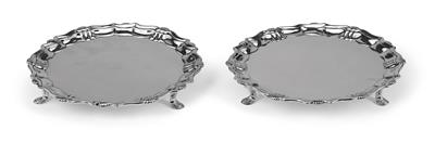 2 Footed George II Trays from London, - Silver and Russian Silver