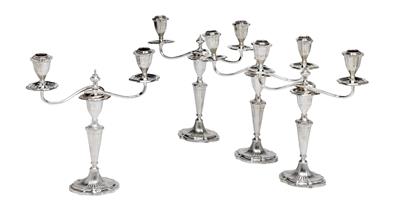 Four Two-Light Candleholders from Copenhagen, - Stříbro a Ruské stříbro