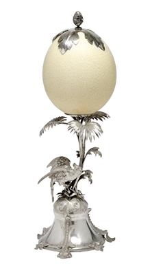 A Centrepiece with Ostrich Egg from Germany, - Stříbro a Ruské stříbro