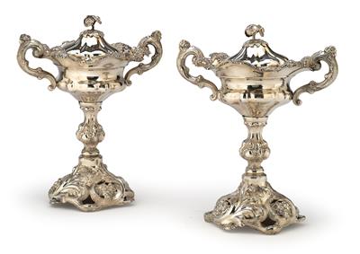 A Pair of Centrepieces from Stockholm, - Silver and Russian Silver