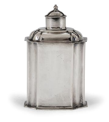 A Tea Caddy, - Silver and Russian Silver