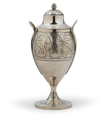 An Empire Sugar Urn from Vienna, - Stříbro a Ruské stříbro