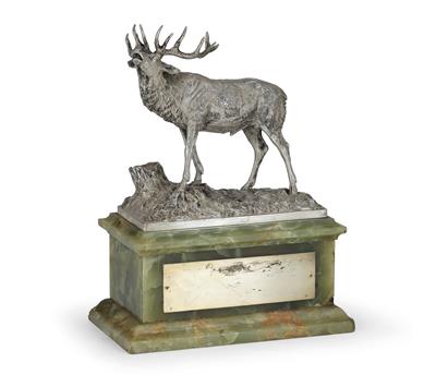 A Stag Sculpture from Vienna, - Silver and Russian Silver
