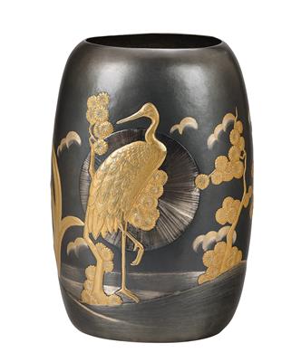 "BUCCELLATI" - Große Vase im japanischen Stil, - Silber und Russisches Silber