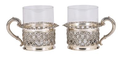 2 Glass Holders from Saint Petersburg, - Argenti e Argenti russo