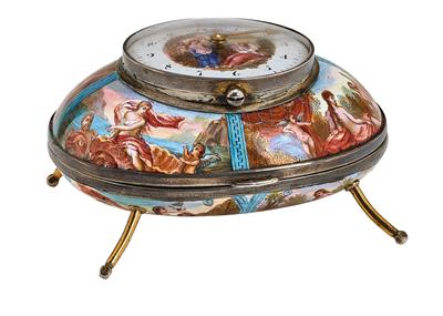 An Enamelled Covered Box with Clock, - Argenti e Argenti russo
