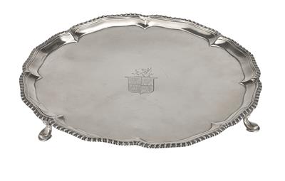 A George III Footed Platter from London, - Silver and Russian Silver