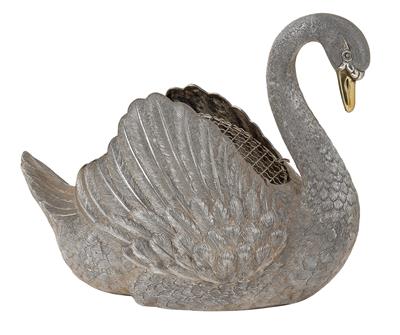 A Jardinière in the Form of a Swan from London, - Silver and Russian Silver