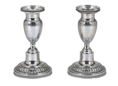 A Pair of Empire Candleholders from Paris, - Silver and Russian Silver