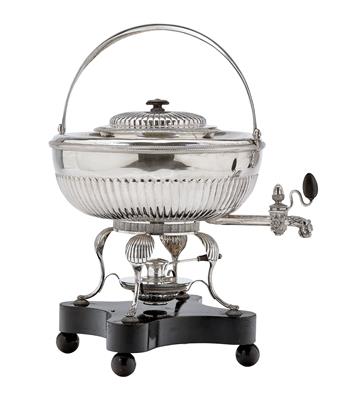 A Biedermeier Hot Water Kettle with Rechaud and Burner from Vienna, - Silver and Russian Silver