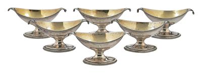 6 George III Condiment Bowls from London, - Stříbro a ruské stříbro