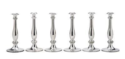 6 Candleholders from Vienna, - Stříbro a ruské stříbro