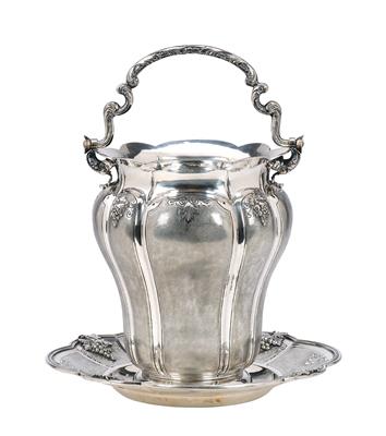 "BUCCELLATI" - a Wine Cooler and Tray, - Silver and Russian Silver