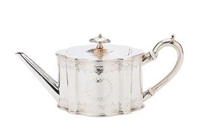 A Victorian Teapot from London, - Silver and Russian Silver