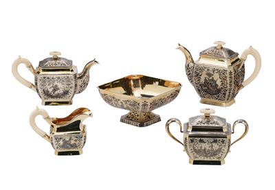 A Niello Tea and Coffee Service from Moscow, - Silver and Russian Silver