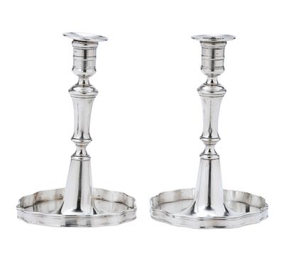 A Pair of Baroque Candleholders from Prague, - Stříbro a ruské stříbro