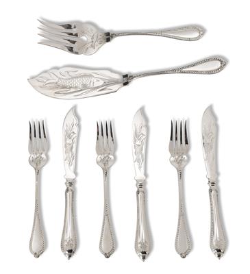 A Fish Cutlery Set from Germany, - Argenti e Argenti russo