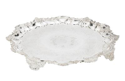 A Large George IV Footed Tray from London, - Silver and Russian Silver