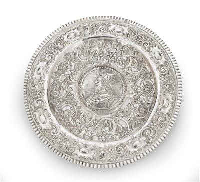 A Historicist Presentation Plate, - Silver and Russian Silver