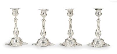 Four Candleholders from Germany, - Silver and Russian Silver