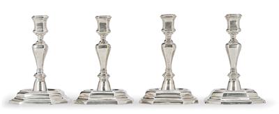 Four Candleholders from Malta, - Silver and Russian Silver