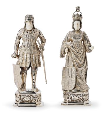 Two Historicist Statuette from Germany, - Stříbro a ruské stříbro