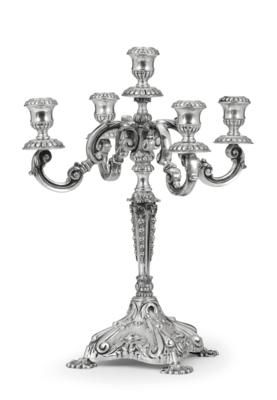 A 5-Light Candelabrum, - Stříbro