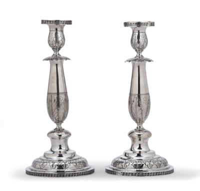 A Pair of Candleholders from Germany, - Argenti