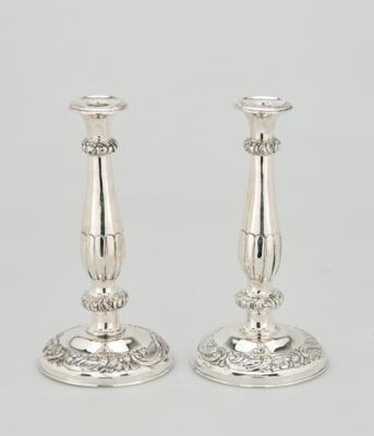 Paar Wiener Biedermeier Kerzenleuchter, - Silber