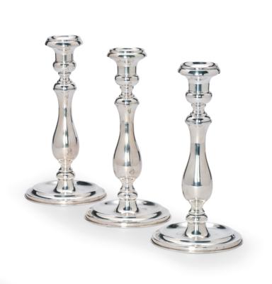 3 Candleholders from Budapest, - Stříbro