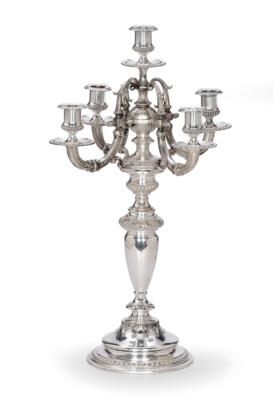A Five-Light Candelabrum from Germany, - Silver