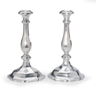 A Pair of Candleholders from Vienna, - Argenti