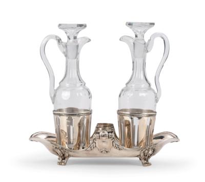 A Louis XV Cruet Frame from Paris, - Stříbro