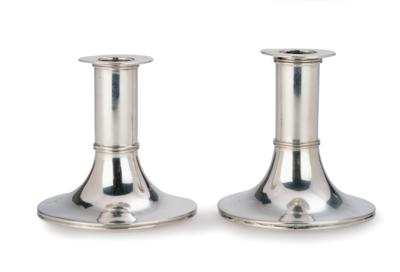 A Pair of Viennese Neo-Classical Candleholders, - Silver