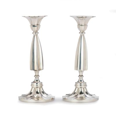 A Pair of Madrilenian Candleholders, - Argenti