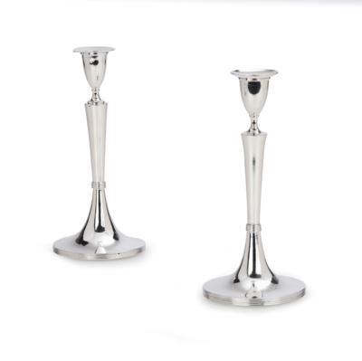 Two Viennese Neo-Classical Candleholders, - Stříbro
