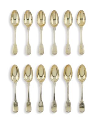 12 Viennese Vermeil Spoons, - Stříbro