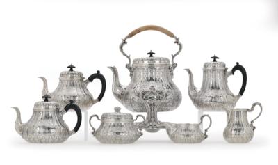 Große Londoner viktorianische Tee- und Kaffeegarnitur, - Silber