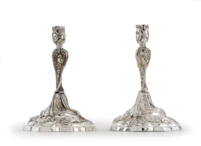 A Pair of Augsburg Candleholders, - Argenti