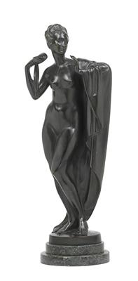 Theodor Stundl (1875-1934), Female nude with mask and drape, - Stile Liberty e arte applicata del XX secolo