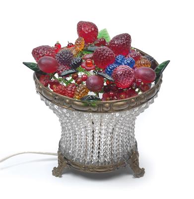 Table lamp in the form of a basket with berries and flowers, - Jugendstil and 20th Century Arts and Crafts