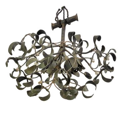 Small two-light fixture mistletoe chandelier, - Stile Liberty e arte applicata del XX secolo