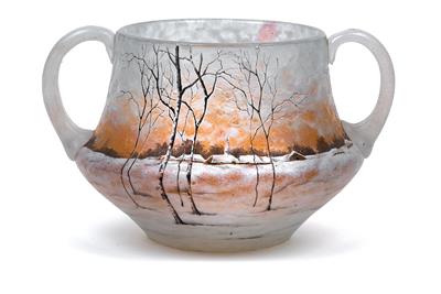 Henkelvase mit Winterlandschaft, - Jugendstil und angewandte Kunst des 20. Jahrhunderts