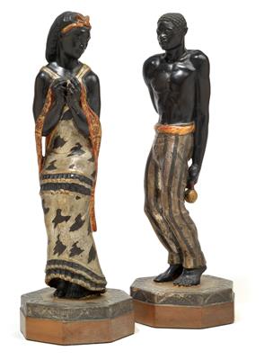 Two Nubian figures, - Jugendstil and 20th Century Arts and Crafts