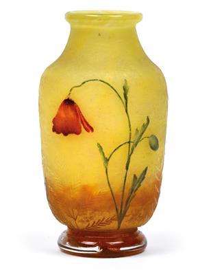 Kleine Vase mit Mohnblumen, - Jugendstil, Kunsthandwerk des 20. Jahrhunderts