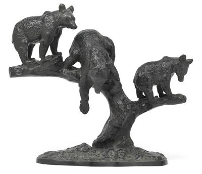 Anton Büschelberger (1869-1934), Three bears on a tree-trunk, - Secese a umění 20. století