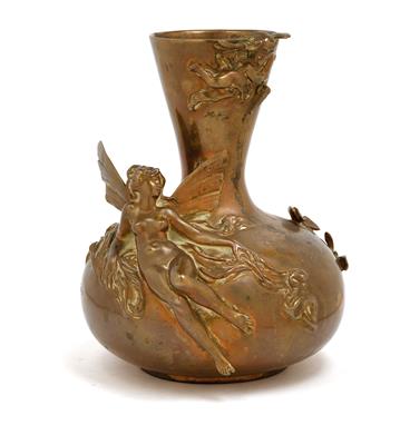 Ernest Barrias(1841-1905), Vase mit Elfe und Amor, - Jugendstil und Kunsthandwerk des 20. Jahrhunderts