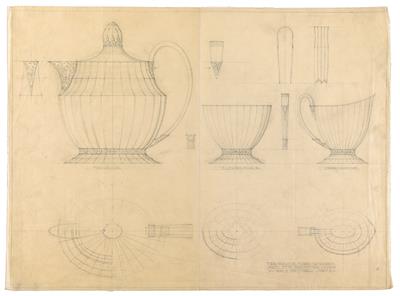 Otto Prutscher, Six preparatory sketches for silver objects, - Secese a umění 20. století