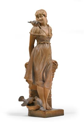 Simon, Mädchen mit 3 Tauben (Aschenbrödel), - Jugendstil und Kunsthandwerk des 20. Jahrhunderts