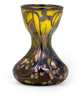 Vase mit galvanischer Silberauflage, Lötz Witwe, - Jugendstil und angewandte Kunst des 20. Jahrhunderts